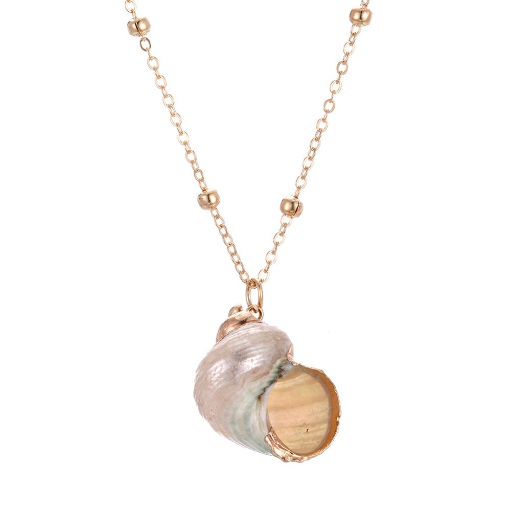 Vintage Gold Color Chain Necklace Conch Pendant Necklaces For Women Simple Seashell Ocean Beach Jewelry Birthday Gifts Style 7