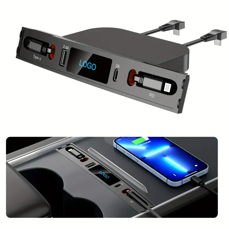 For Tesla New Model 3 2024 Docking Station 80W PD Type C Hub Quick Charger  USB Hub Extension Center Console Smart Sensor - AliExpress