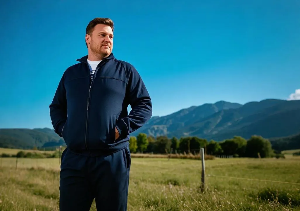 A big and tall man with casual jogging suits