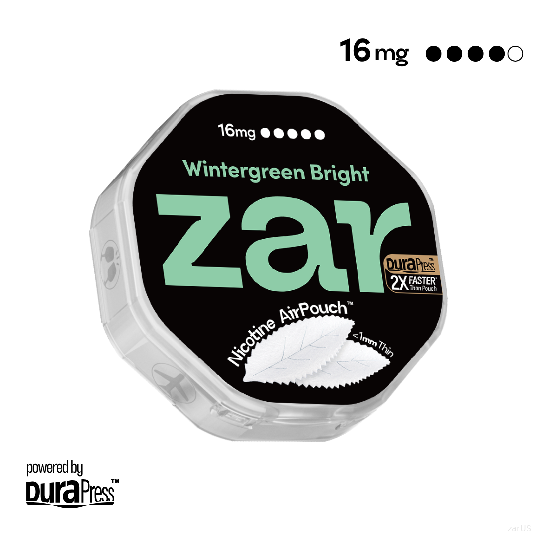 US Purchase zar Oral Nicotine AirPouch Wintergreen Bright Flavor Mint Flavour 16mg nicotine options 20 pcs per can Price USD 4.9 10% discount sitewide Authentic flavors zar pouches nicotine strip snus nicotine pouch dosh pouch