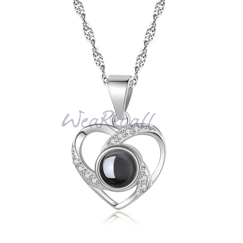 2023 Projector Picture Custom Personalized Heart Photo Necklace wetirmss