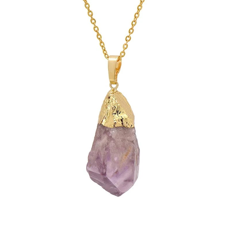 Natural Crystal Gemstone Citrine Amethyst Happiness Necklace