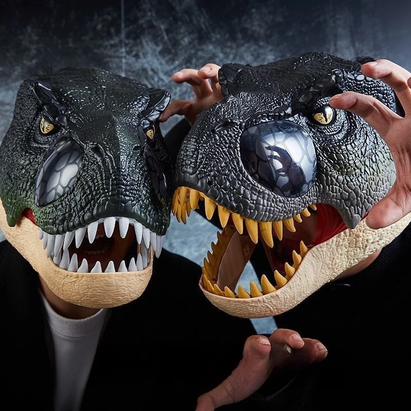 Halloween Electric Tyrannosaurus Rex/Velociraptor Head Set Sound And Light Cos Toy