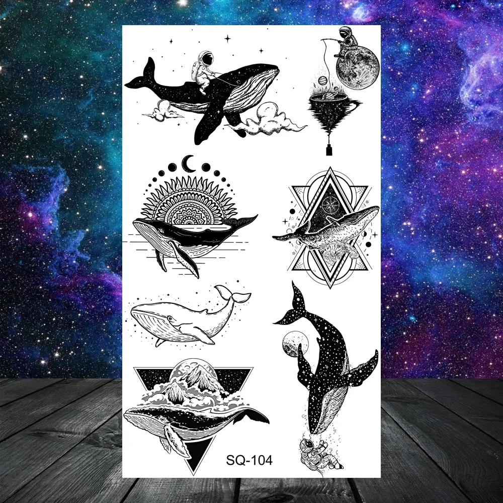 3D Constellation Rose Mountains Tatoos Temporary Tattoos For Women Men Star Moon Sun Realistic Fake Tattoo Small Washable Tatoos