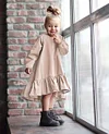 Kid Baby Girl Ruffled Loose Long Sleeve Round Neck Dress