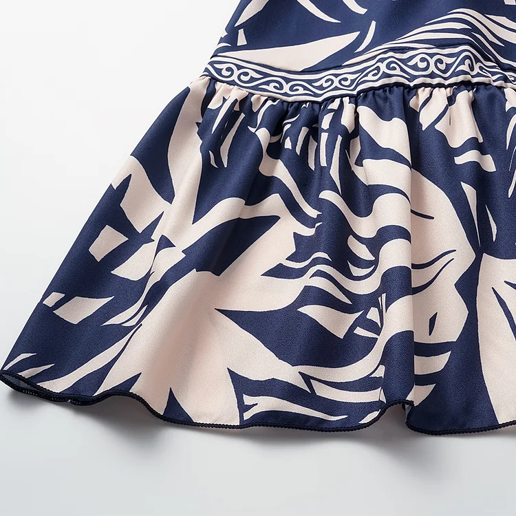 V Neck Leaves Print One Piece Swimsuit and Pants/Skirt