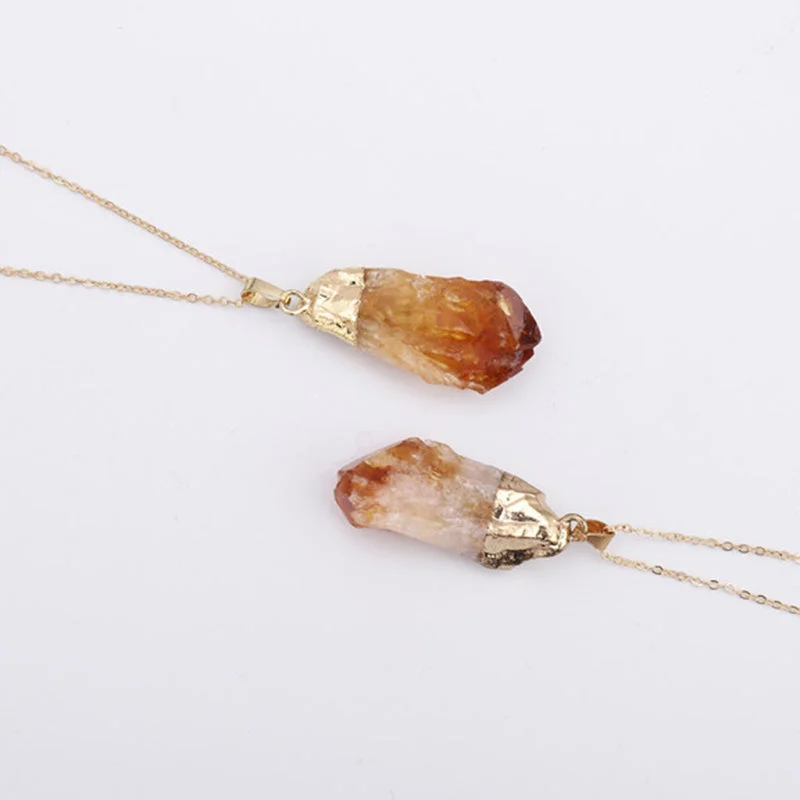 Natural Crystal Gemstone Citrine Amethyst Happiness Necklace