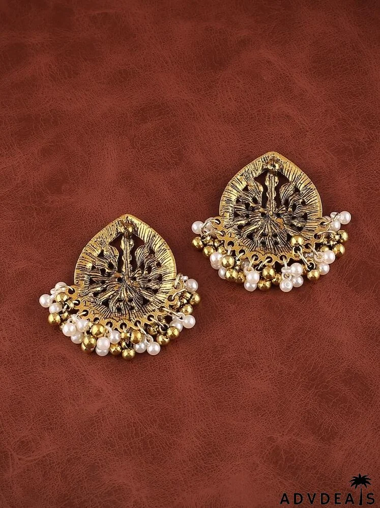 Faux Pearl & Bead Decor Water Drop Earrings