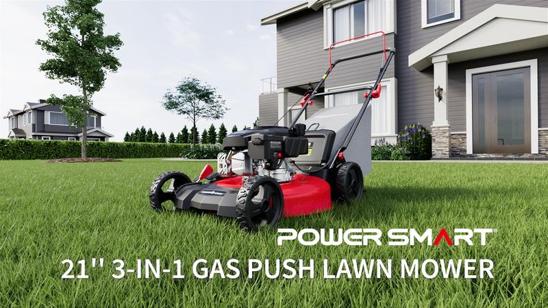 Product Introduction of (TikTokShopBacktoSchool)PowerSmart Gas Lawn Mower 21-Inch 144 cc OHV Engine 3-in-1 Push Mower with Bagging,Great for Lawn Business(DV8621P) 0