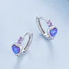 925 Silver Purple Zircon Heart Stud Earrings 