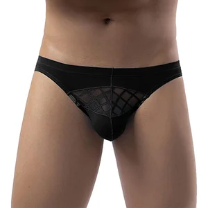 Men's Mid-Rise Sexy Ice Silk Mesh Briefs