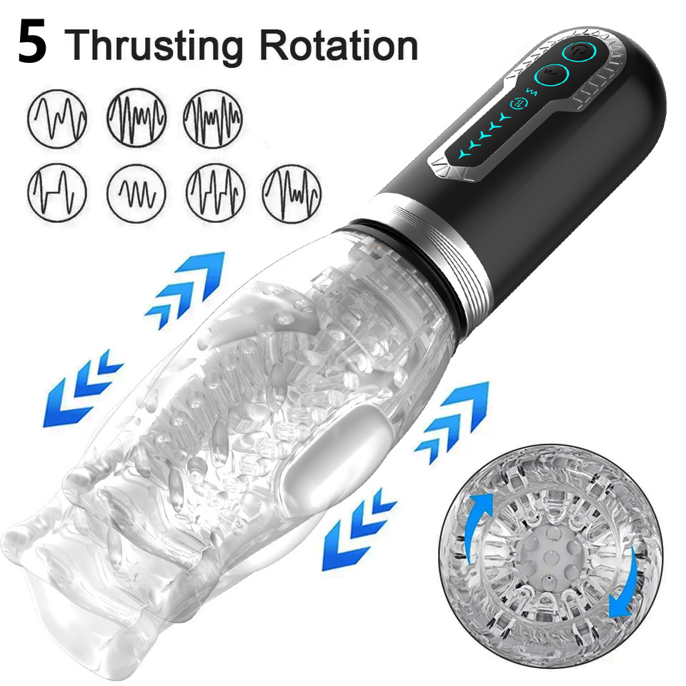 Upgraded 3-in-1 Rotating Vibrating Super-long Stroker Male Rose Toy