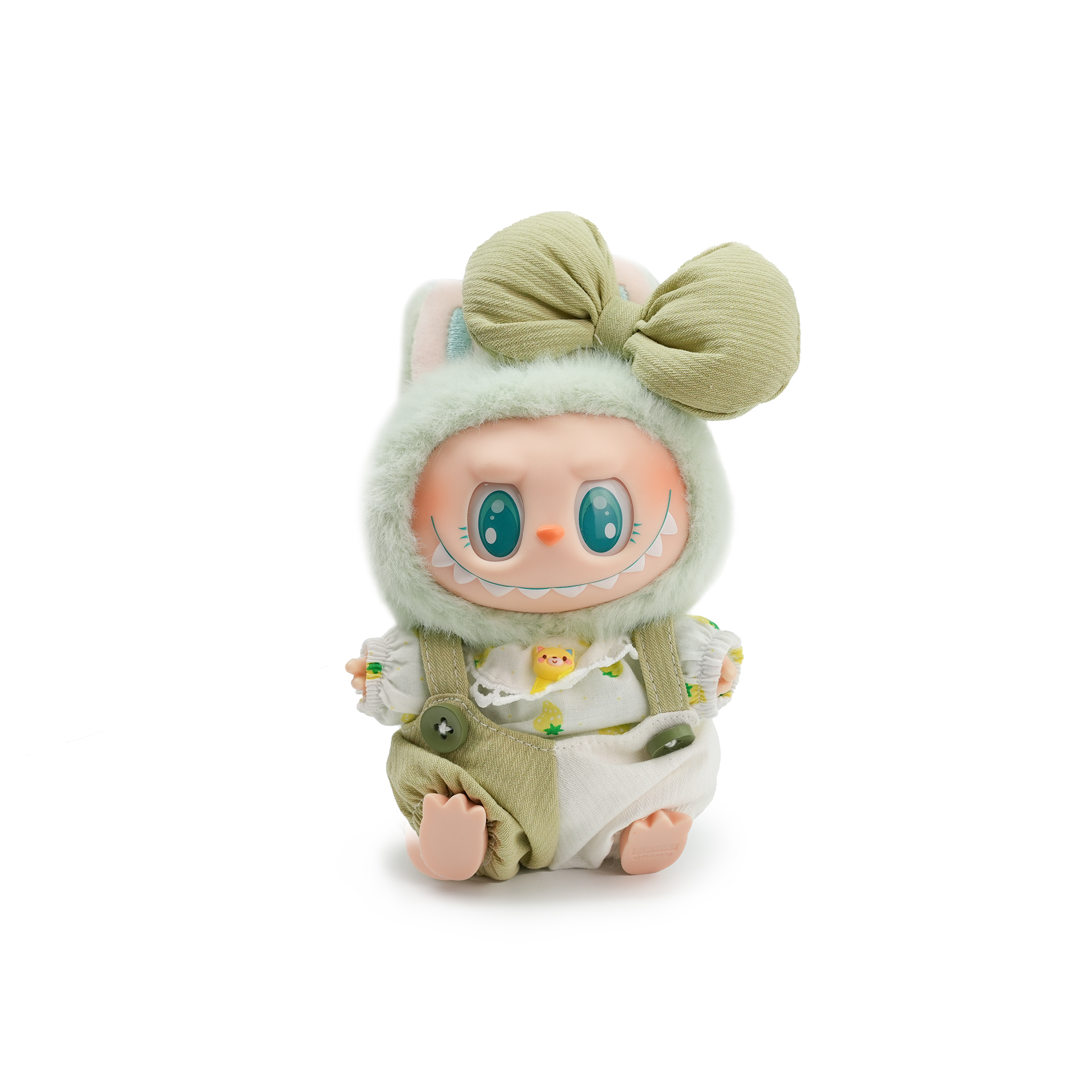 [Modified Doll] POP MART LABUBU THEMONSTERS Green Puppy Hang Tag Box Labubu Vinyl Sitting Party, 15cm In Height