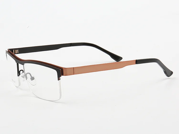 Stainless Steel Eyeglasses Half Rim Optical Frame Prescription Spectacle Business Glasses For Men Strong  Red Green Brown