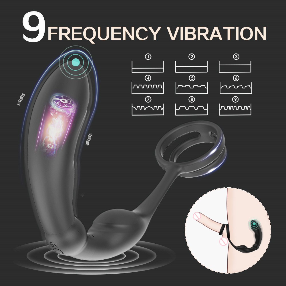 Anal Plug Vibrator Prostate Massager Masturbators With Double Ring