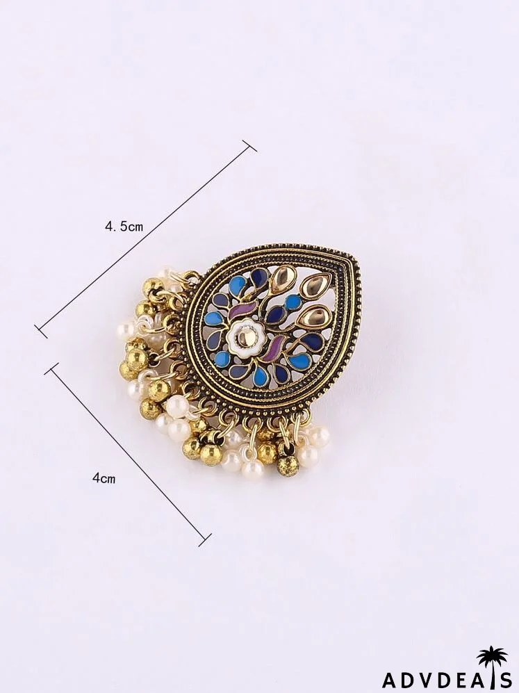 Faux Pearl & Bead Decor Water Drop Earrings