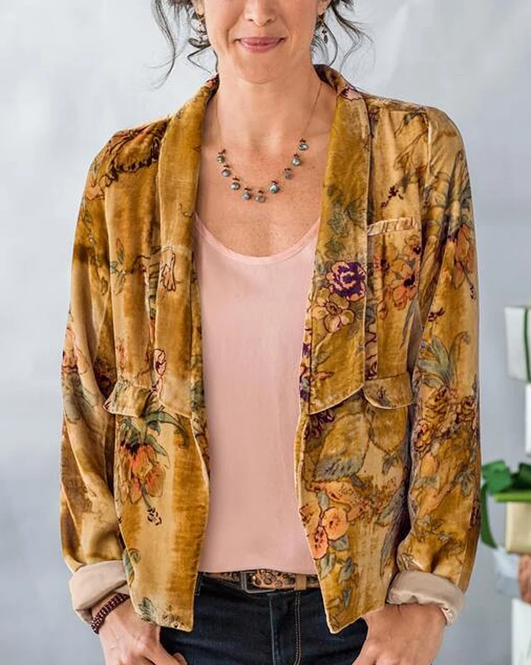 Vintage Floral Velvet Jacket