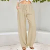 Gioiacombo&trade; Nuovi pantaloni casual larghi in cotone e lino da donna
