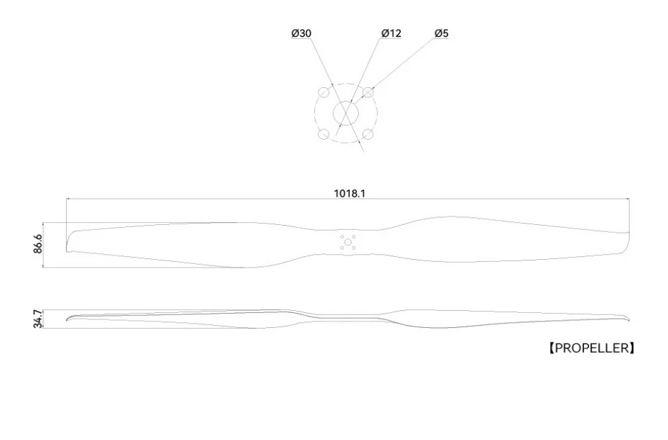 T-MOTOR VZ40*16.1 propeller technical drawing