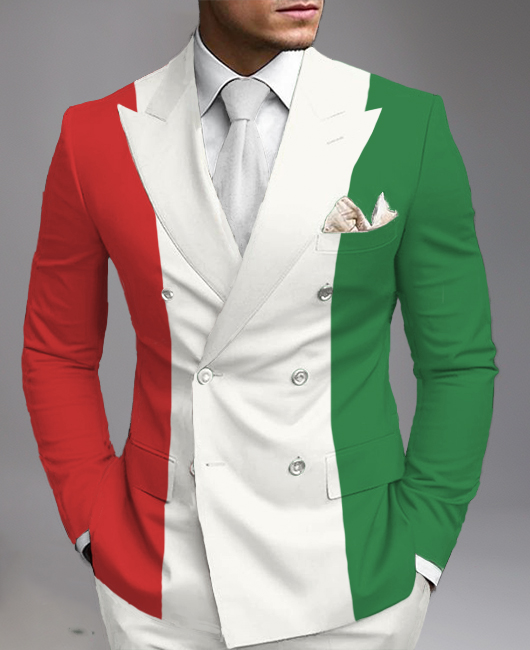 Business Peaked Lapel Double Breasted Contrast Color Blazer