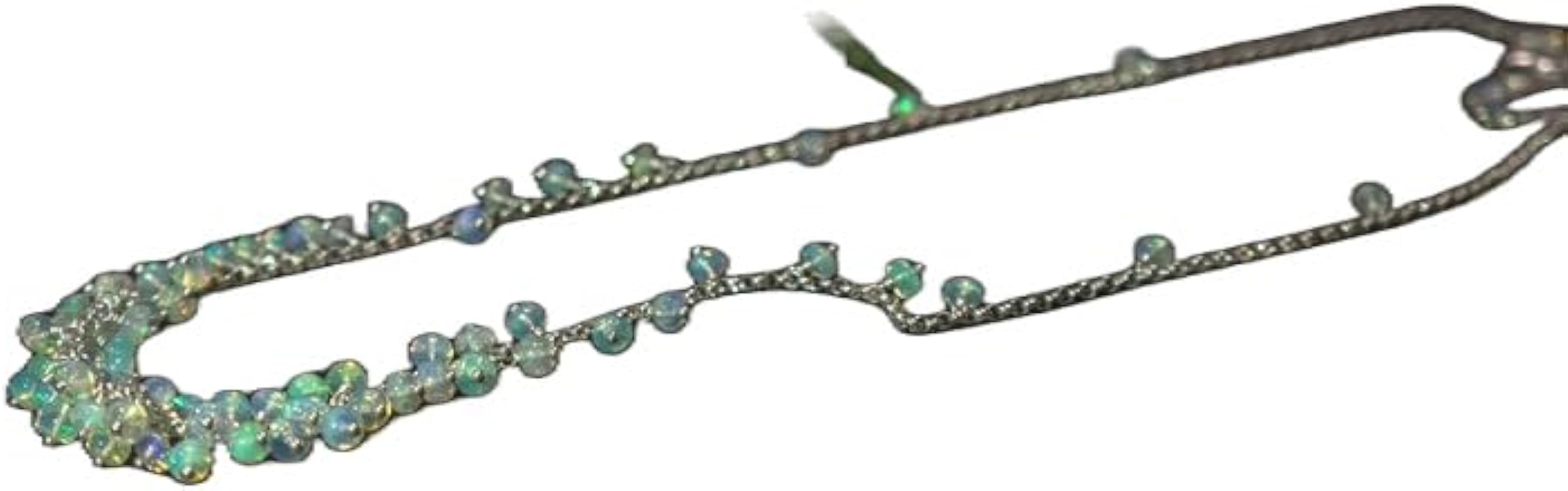 LKBEADS Natural blue Opal  Necklace pear 3-4mm smooth 16inch Full strand Beads Jewelry Gemstone Necklace crystal healing energy stone Necklace for Women