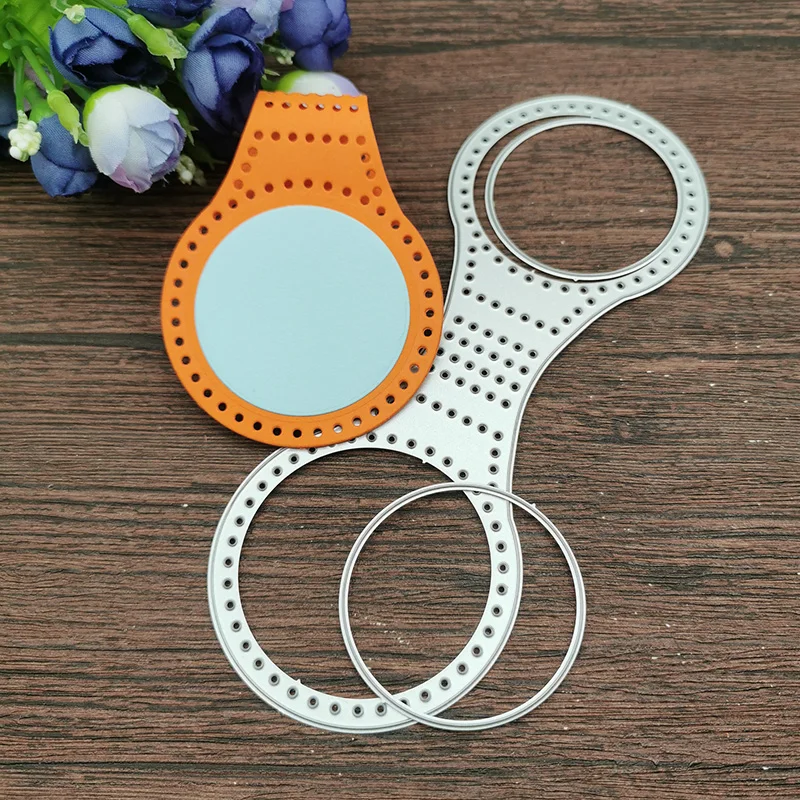 Nigikala Stitched Key Fob Metal Cutting Dies Decorative Scrapbooking Steel Craft Die Cut Embossing Paper Cards Stencils
