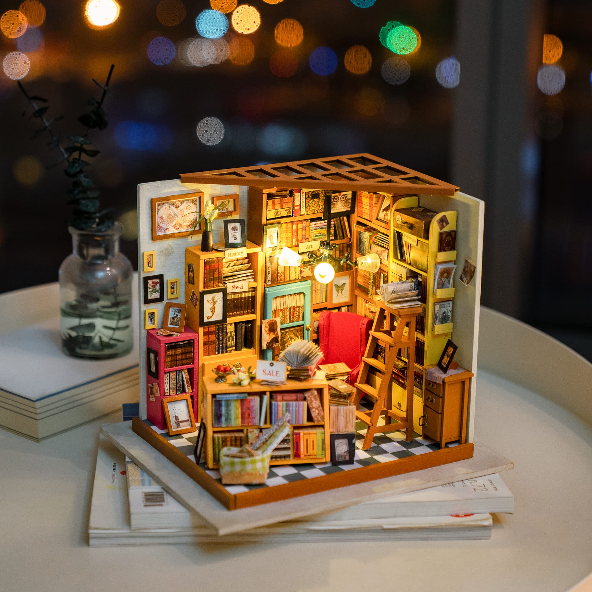 Robotime Sam's Study Library DIY Miniature House Kit DG102