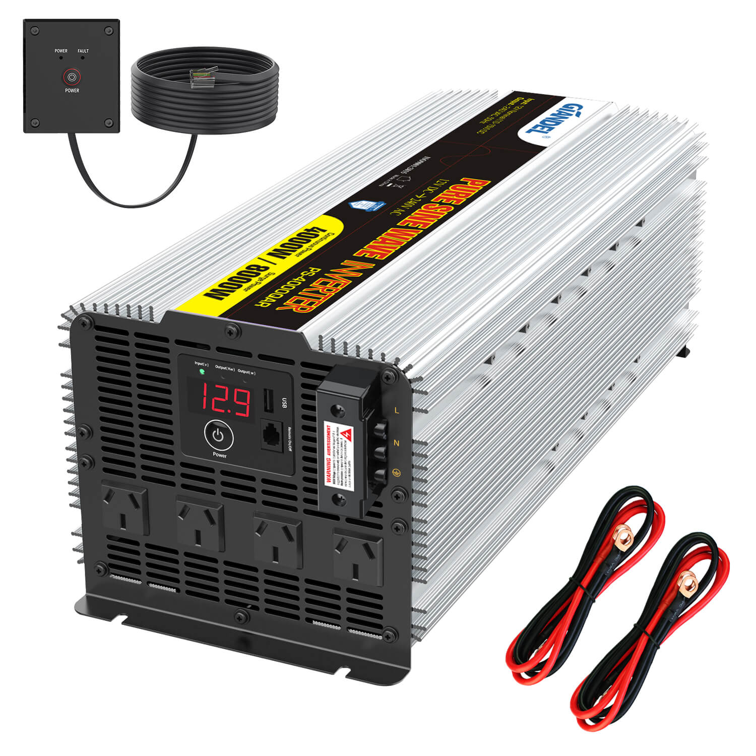 Giandel Pure Sine Wave Power Inverter 4000W 12V to 240V Large Shell