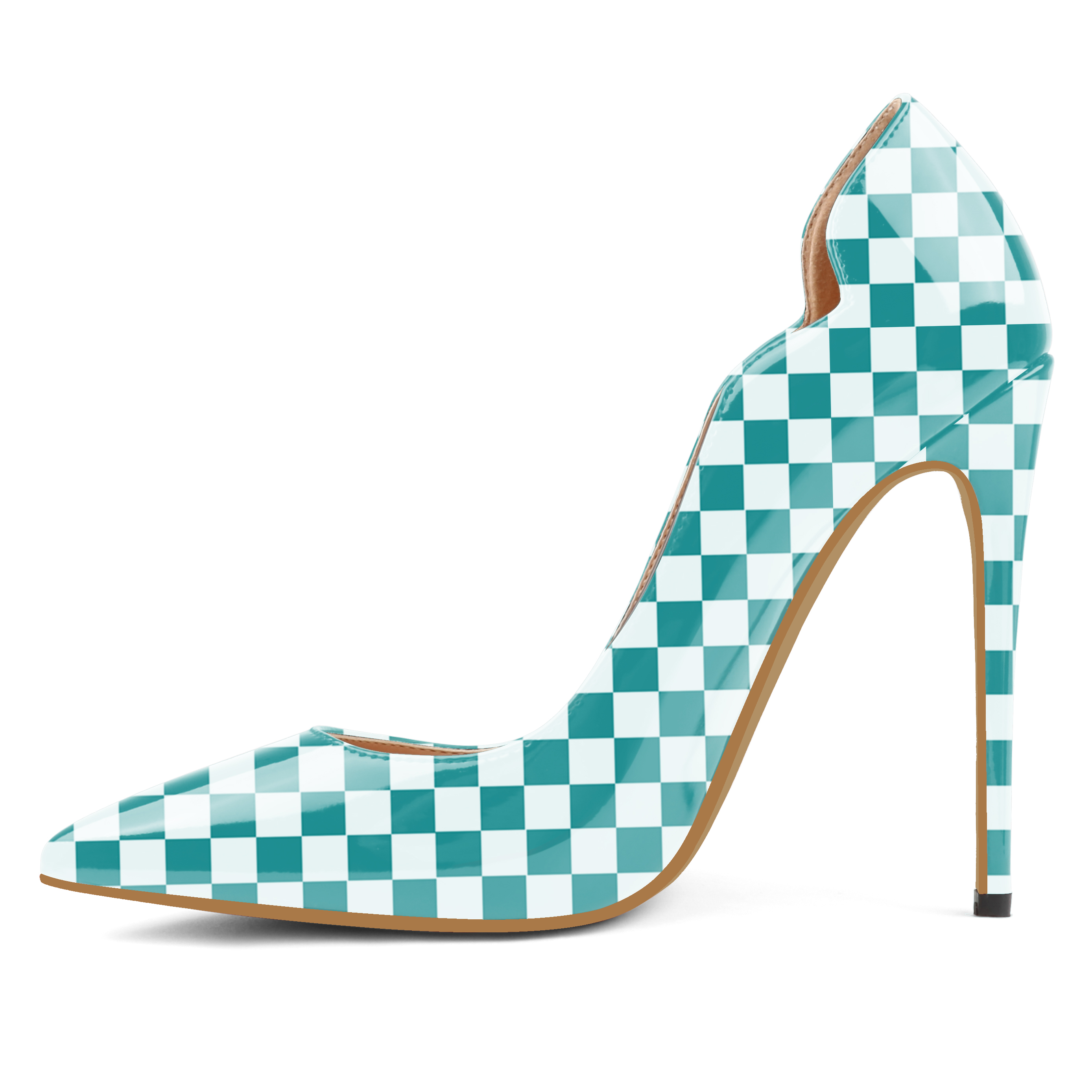 Plaid picture，4.72 inch/12cm  Pointed Toe Pumps High Heel Sexy Stilettos Slip On Office Cute Evening Dress Stilettos