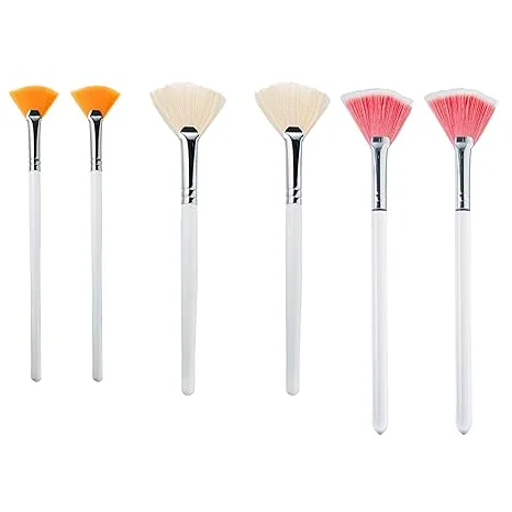 fan mask brush set of 6 pieces mask application fan brush glycolic fan brush boar head fan brush