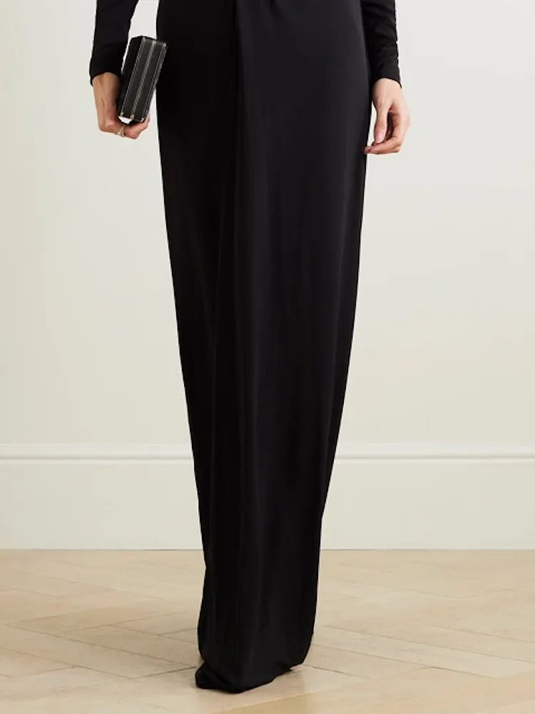 Long Sleeves Skinny Colorful Contrast Color Striped V-Neck Maxi Dresses