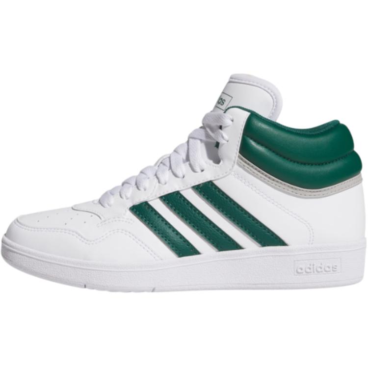 Adidas Hoops 4.0 Anti Slip Wear Resistant Mid Top Kids' Skateboarding Shoes Cloud White/Preppy Green/Gray Teenagers