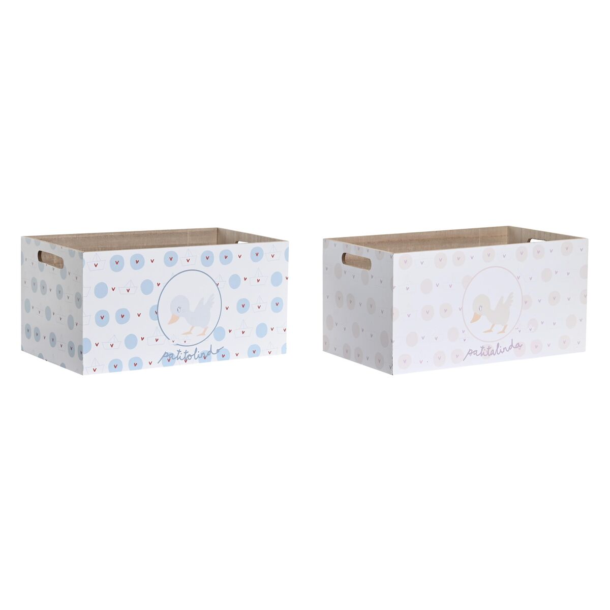 Storage Box DKD Home Decor Blue Pink MDF Wood 36 x 21 x 18 cm (2 Units)