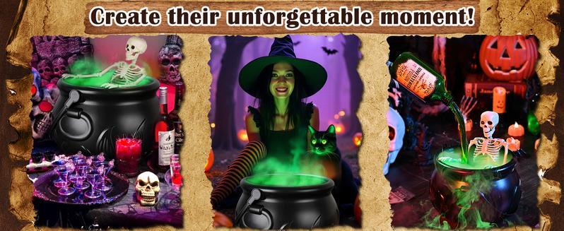 Product Introduction of Halloween Decorations Indoor - Cauldron Halloween Decor with Magic Floating Potion Bottles and Diffuser - Black Plastic Witches Bowl Hocus Pocus Party Decoration for Spooky Vintage Home Kitchen Table, Well Soon Gift 9