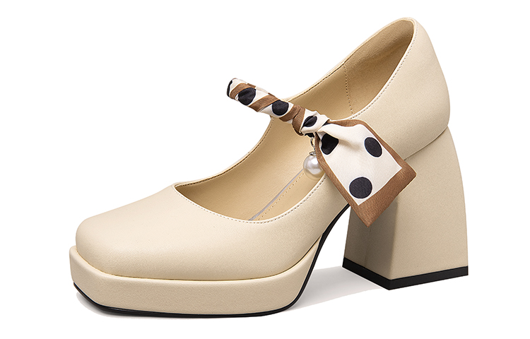 Lily Wei Mary Jane Shoes Women's Apricot
