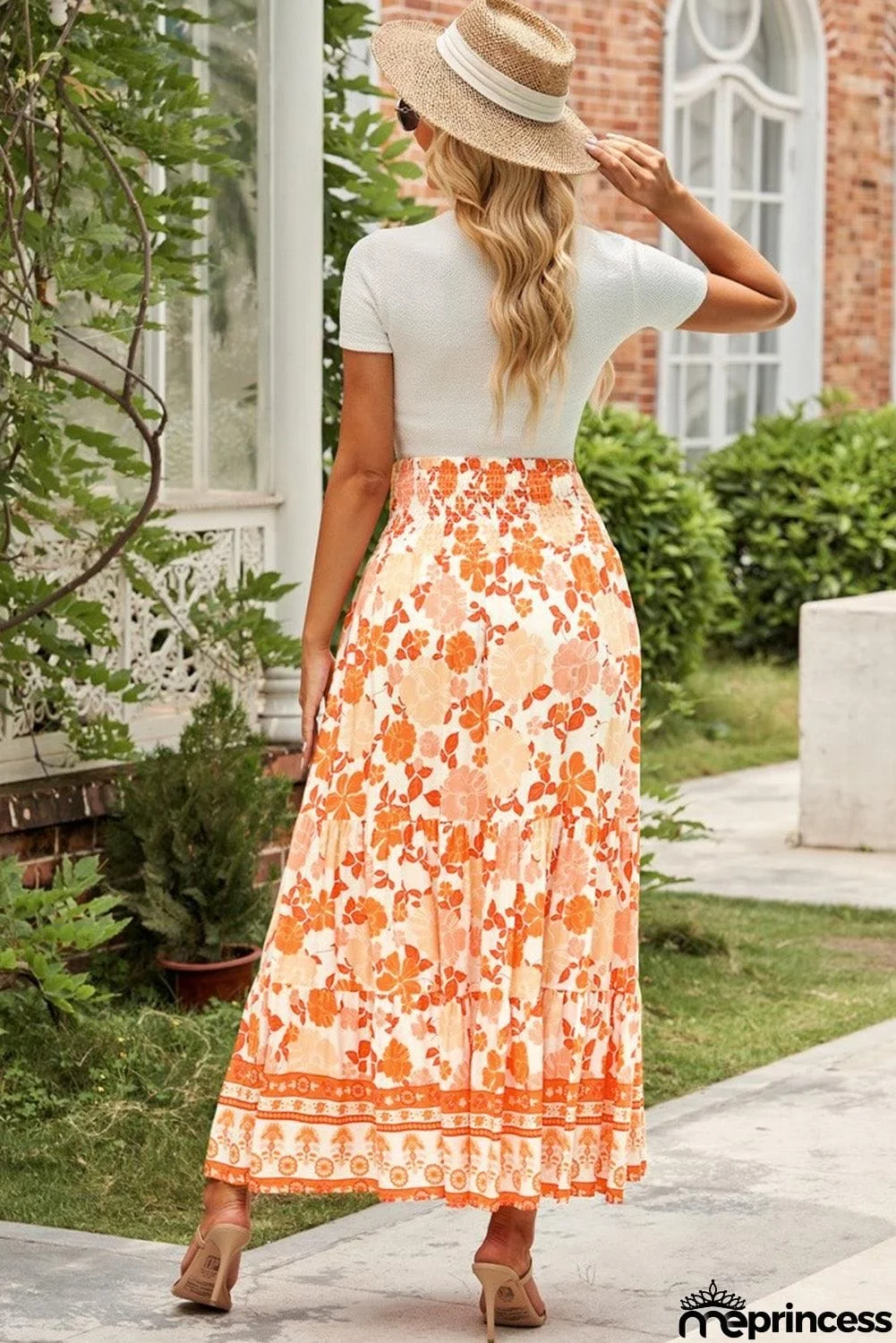 Floral Smocked Tiered Maxi Skirt
