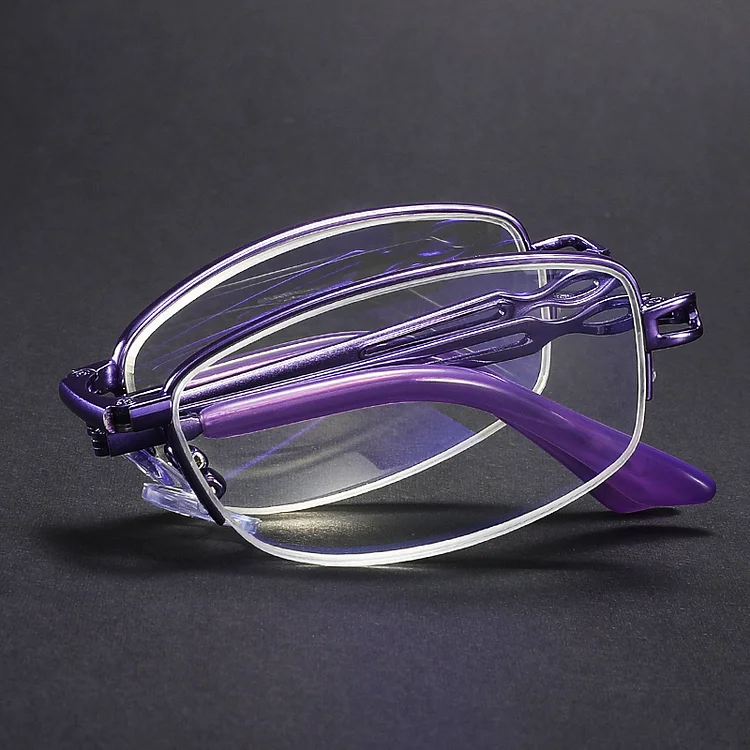 Pink Color Folding Reading Glasses For Women Gentle Half Frame Anti Blue Glasses Female