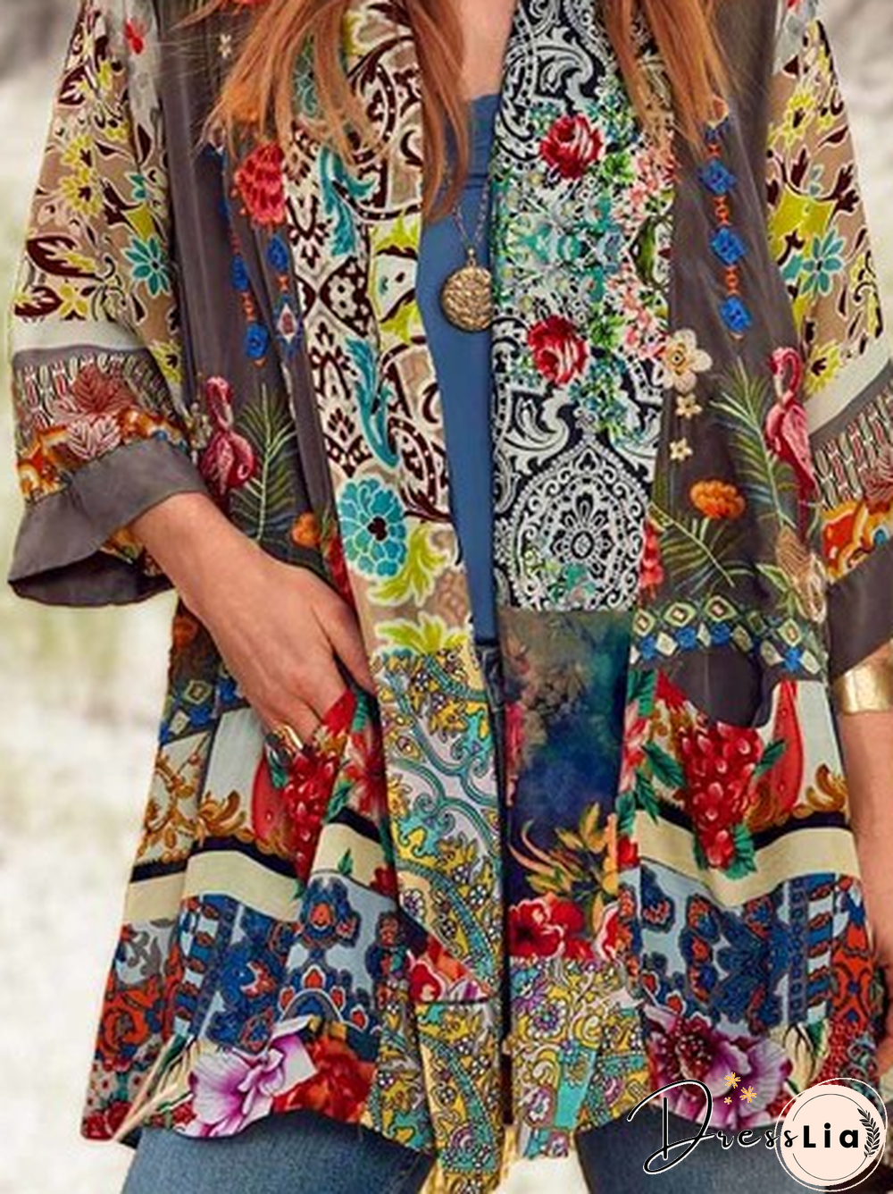 Women Ethnic Boho Autumn Natural Loose Best Sell Three Quarter H-Line Regular Other Coat