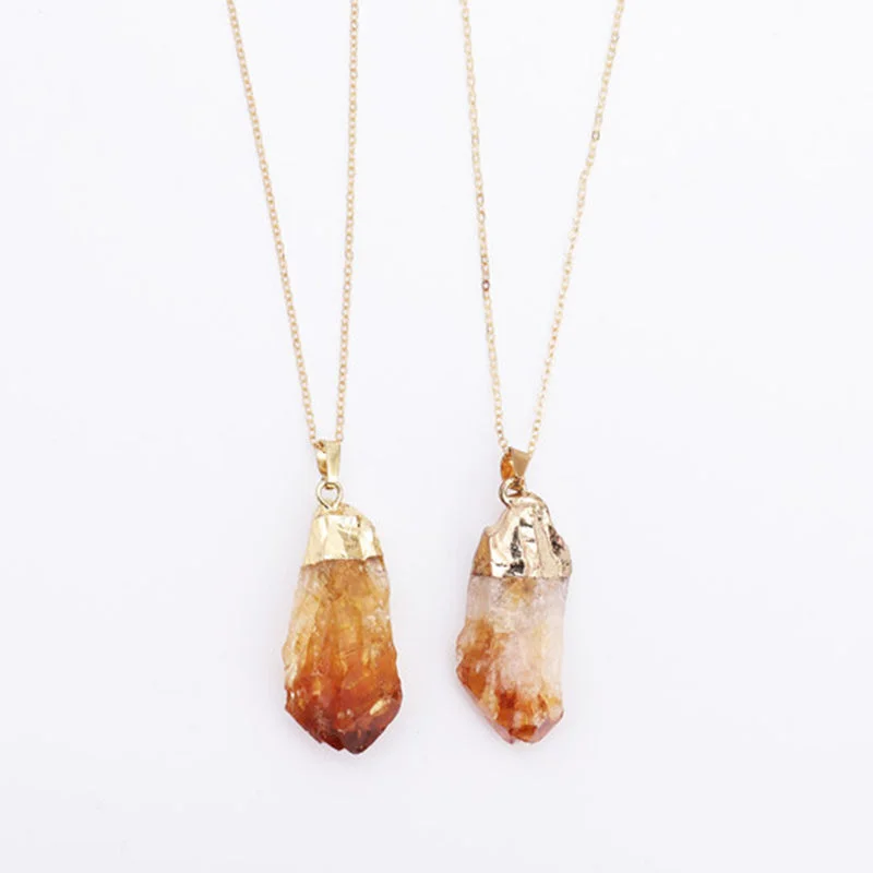 Natural Crystal Gemstone Citrine Amethyst Happiness Necklace