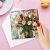 6Pcs Diamond Painting Animal and Flower Handmade Card Wish Greeting Cards