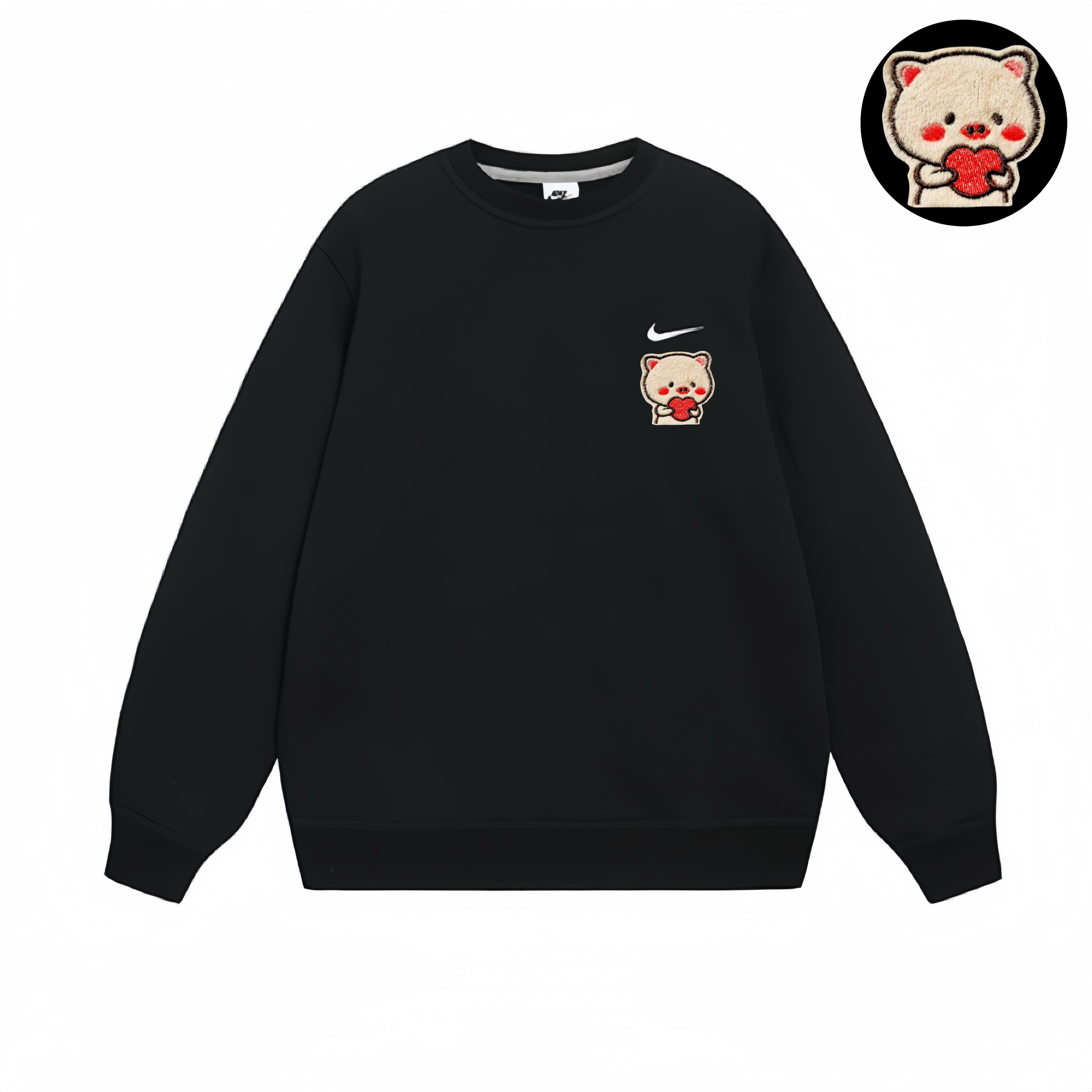 Nike Fleece Lined Thermal Pullover Long Sleeved Sweatshirt Unisex Black