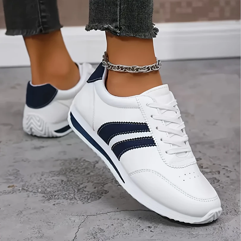 womens lightweight fashion sneakers comfortable non slip lace up casual sports shoes with cushioned insole white and   design low top eva sole suitable for all day wear casual sports shoes low top sneakers lace up closure details 2