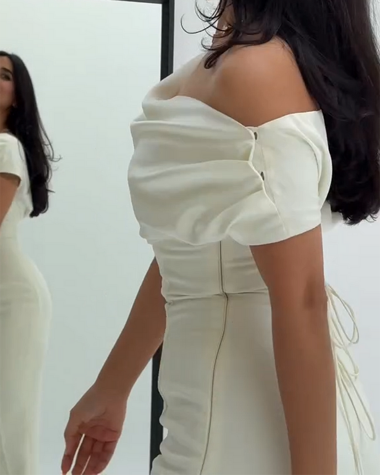 Off-shoulder Solid Color Jumpsuit