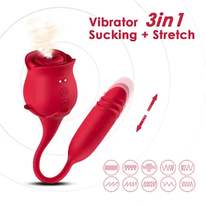 Usk-e08 3-in-1 Rose Clit Suker With Thrusting Vibrator