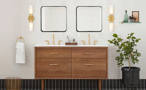 Square Mirror Matte Black Bathroom Mirror Rounded Rectangle Mirror