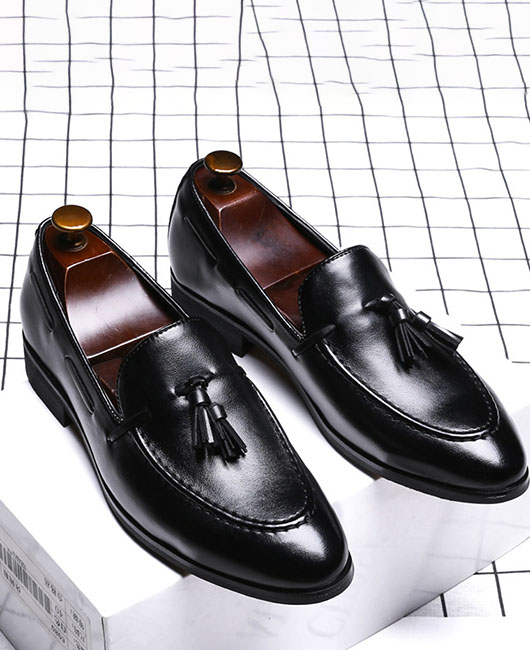 Business Pointed Toe Tassel Shallow Mouth Leather Shoes