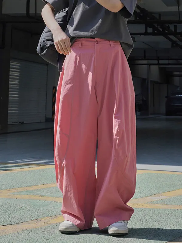 Fashion Casual Solid Split Joint Loose Mid Waist Wide Leg Bottoms(3 colors)