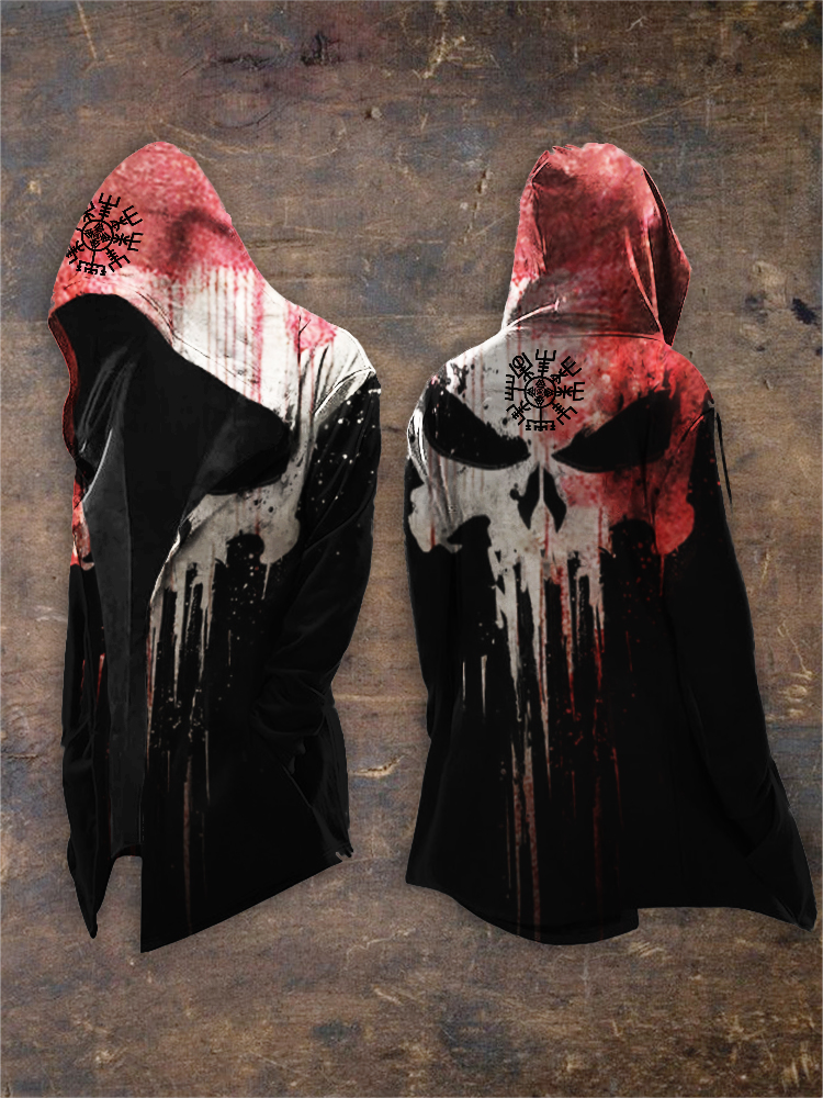 Men's Viking Vegvisir Bloody Skull Contrast Hooded Coat / Rvogue / Rvogue