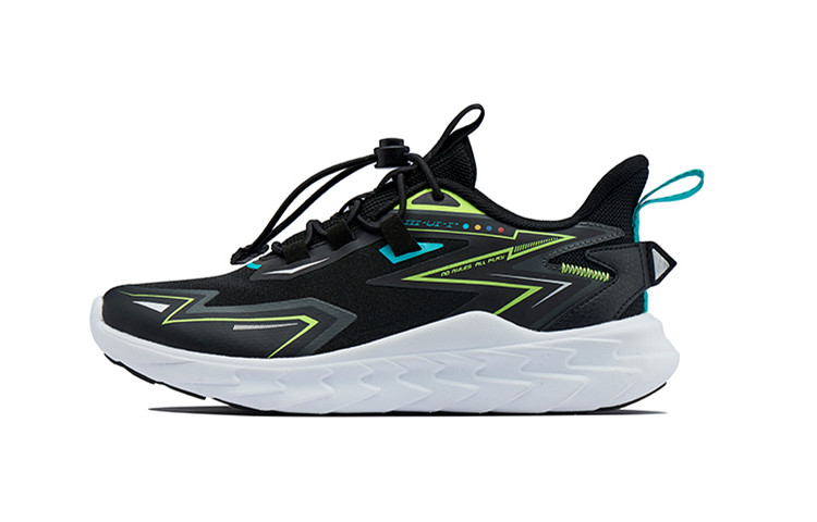 361° Breathable Low-Top Kids' Running Shoes Black Green Kids'