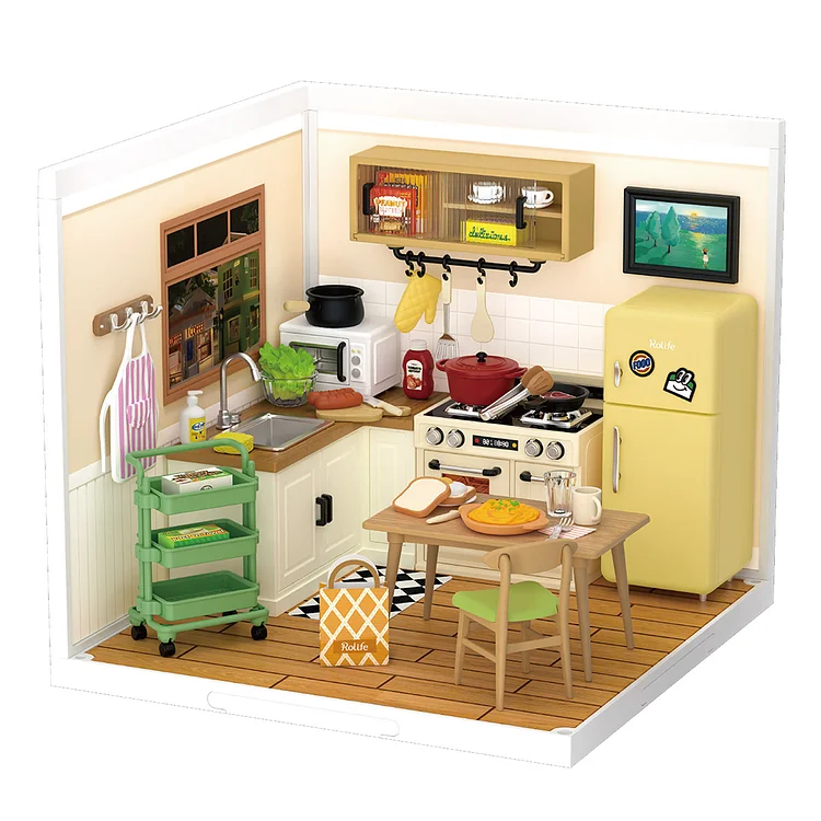 Rolife Happy Meals Kitchen DIY Miniaturhaus aus Kunststoff DW008